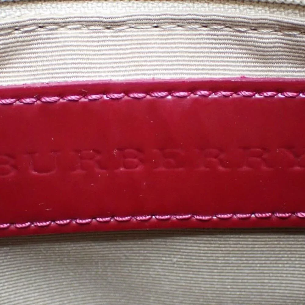 Burberry Haymarket Check Handbag – Red Patent Trim